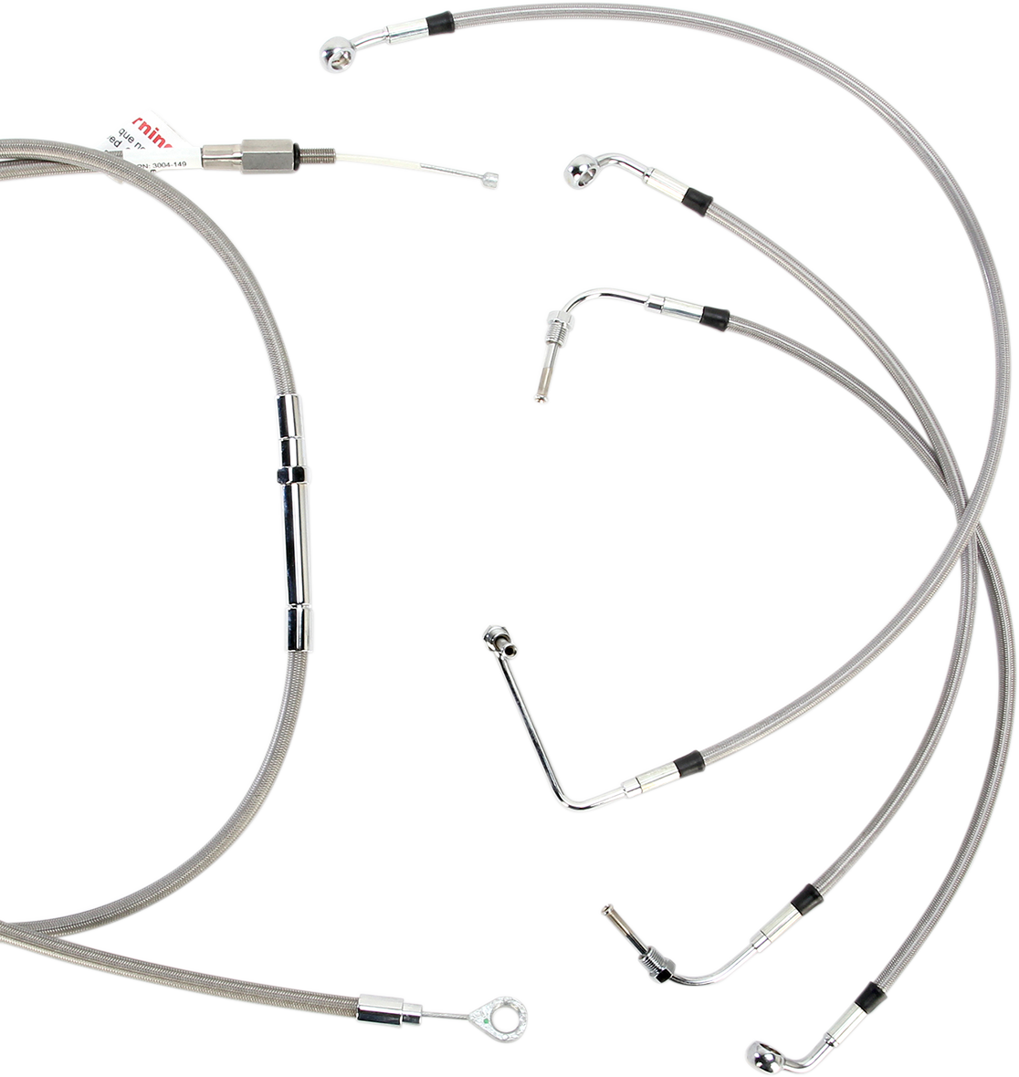 BURLY BRAND Complete Stainless Braided Handlebar Cable/Brake Line Kit - 13" Ape Hangers- '08-'13 FLH B30-1103