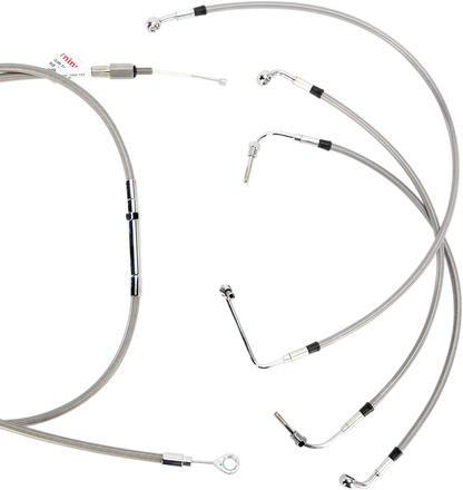 BURLY BRAND Complete Stainless Braided Handlebar Cable/Brake Line Kit - 13" Ape Hangers- '08-'13 FLH B30-1103