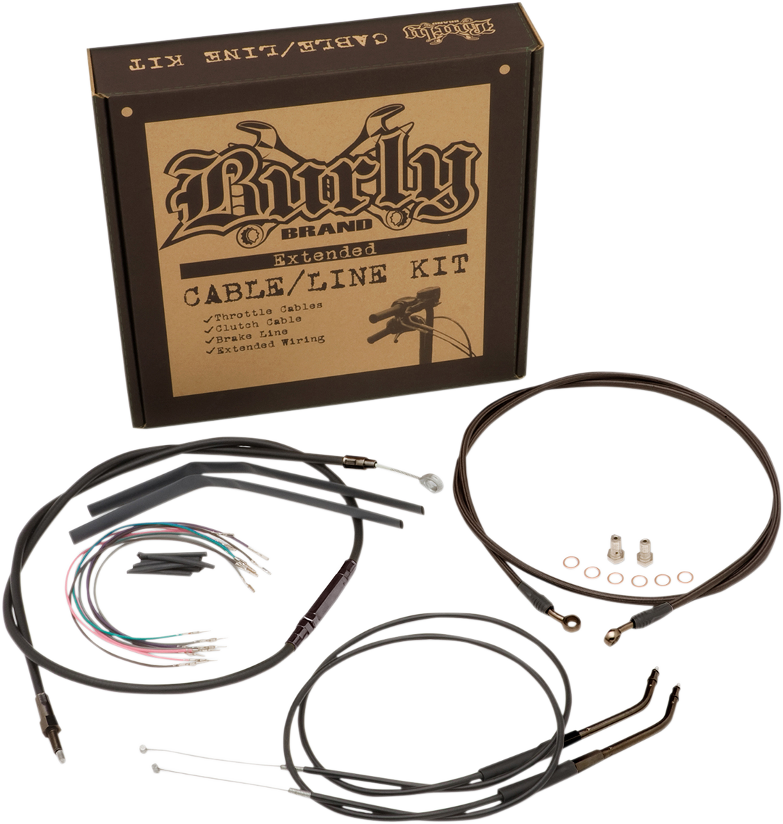 BURLY BRAND Jail Bar Cable Kit - 14" Handlebars - Black Vinyl - '14-'22 XL B30-1145