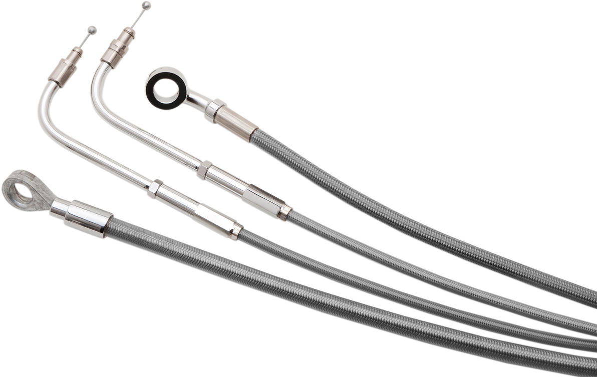 BURLY BRAND Complete Stainless Braided Handlebar Cable/Brake Line Kit - 18" Ape Hangers - '14-16 FLHR B30-1154