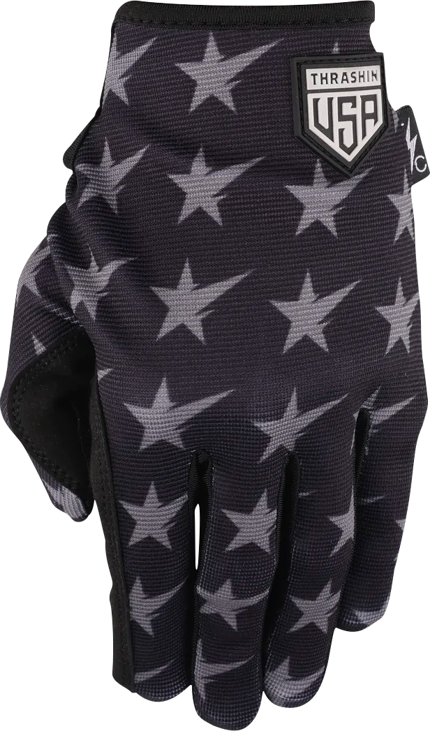 THRASHIN SUPPLY CO. Stars & Bolts Stealth Gloves - Black/Gray - Small SV1-13-08