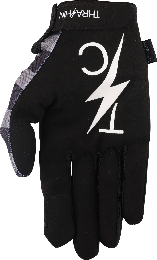 THRASHIN SUPPLY CO. Stars & Bolts Stealth Gloves - Black/Gray - Small SV1-13-08