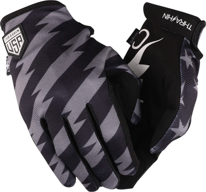 THRASHIN SUPPLY CO. Stars & Bolts Stealth Gloves - Black/Gray - Large SV1-13-10