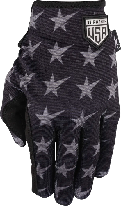 THRASHIN SUPPLY CO. Stars & Bolts Stealth Gloves - Black/Gray - Large SV1-13-10