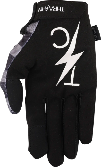 THRASHIN SUPPLY CO. Stars & Bolts Stealth Gloves - Black/Gray - Large SV1-13-10