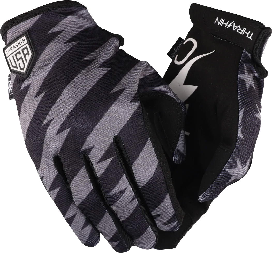 THRASHIN SUPPLY CO. Stars & Bolts Stealth Gloves - Black/Gray - 2XL SV1-13-12