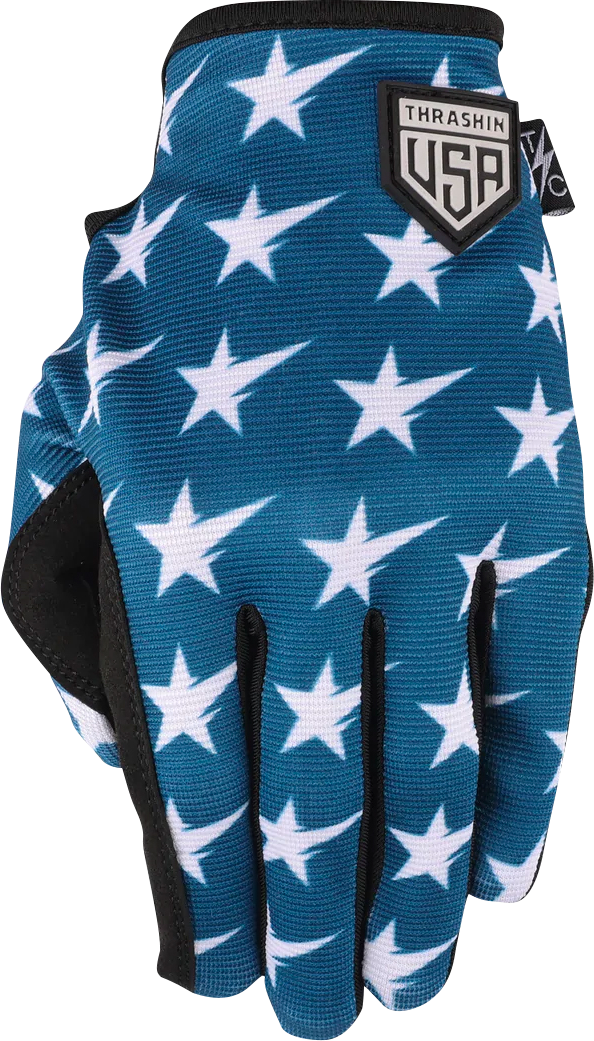 THRASHIN SUPPLY CO. Stars & Bolts Stealth Gloves - Red/Blue - Small SV1-12-08