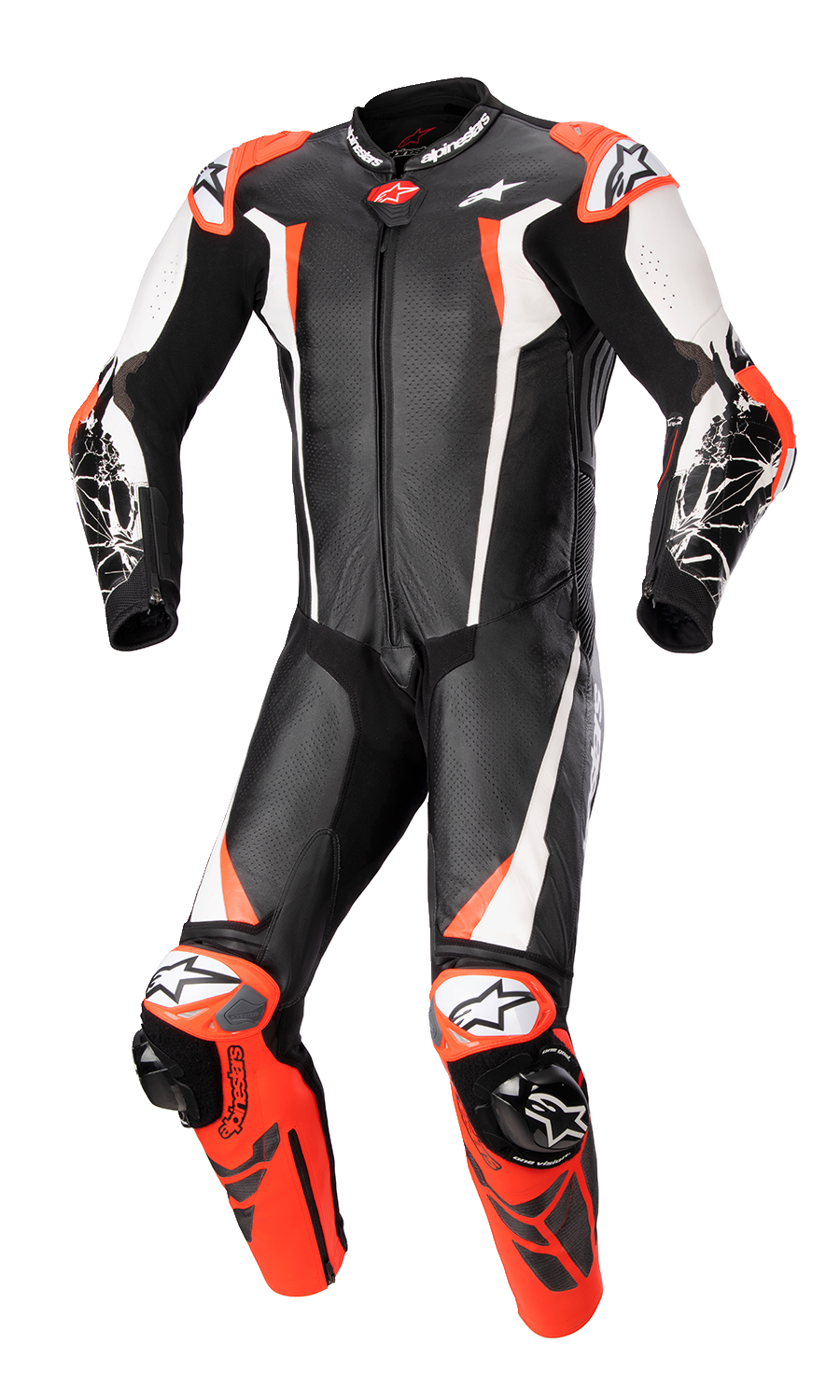 ALPINESTARS Racing Absolute v2 1-Piece Leather Suit - Black/White/Red Fluo - US 42 / EU 52 3156323123152
