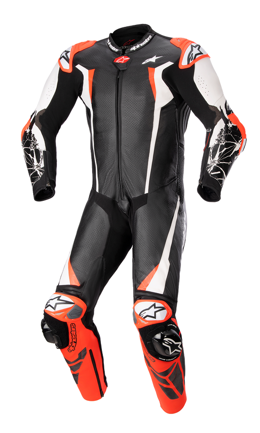 ALPINESTARS Racing Absolute v2 1-Piece Leather Suit - Black/White/Red Fluo - US 42 / EU 52 3156323123152