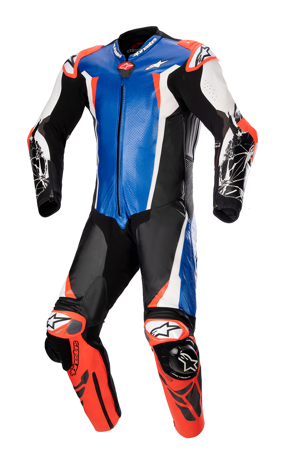 ALPINESTARS Racing Absolute v2 1-Piece Leather Suit - Metallic Blue/Black/White/Red Fluo - US 44 / EU 54 3156323718354