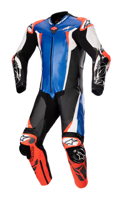 ALPINESTARS Racing Absolute v2 1-Piece Leather Suit - Metallic Blue/Black/White/Red Fluo - US 44 / EU 54 3156323718354