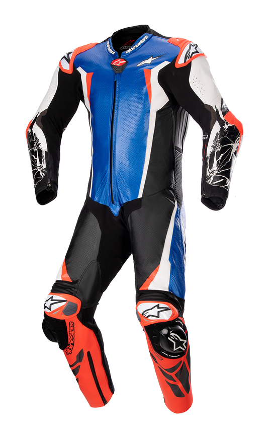 ALPINESTARS Racing Absolute v2 1-Piece Leather Suit - Metallic Blue/Black/White/Red Fluo - US 44 / EU 54 3156323718354
