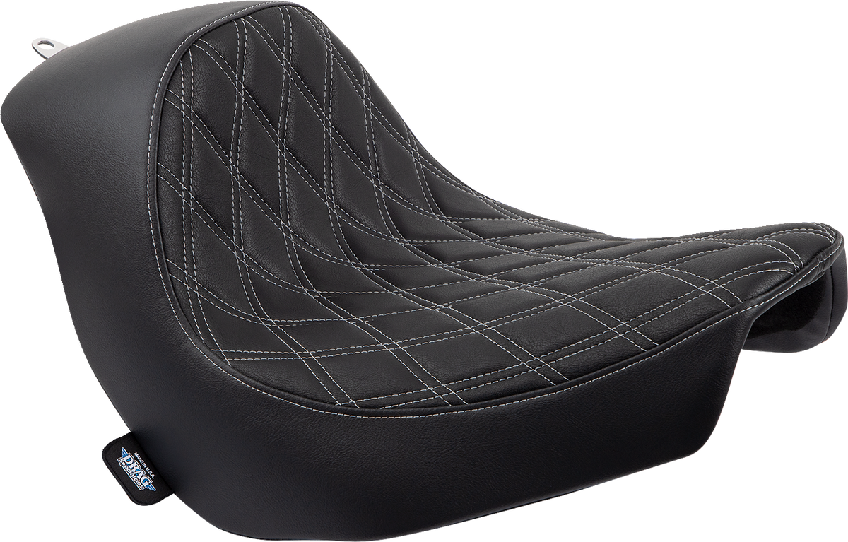 DRAG SPECIALTIES SEATS Solo Seat - Double Diamond - Silver Stitching - FL/FX '18-'23 0802-1514
