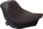 DRAG SPECIALTIES SEATS Solo Seat - Double Diamond - Red Stitching - FL/FX '18-'23 0802-1515