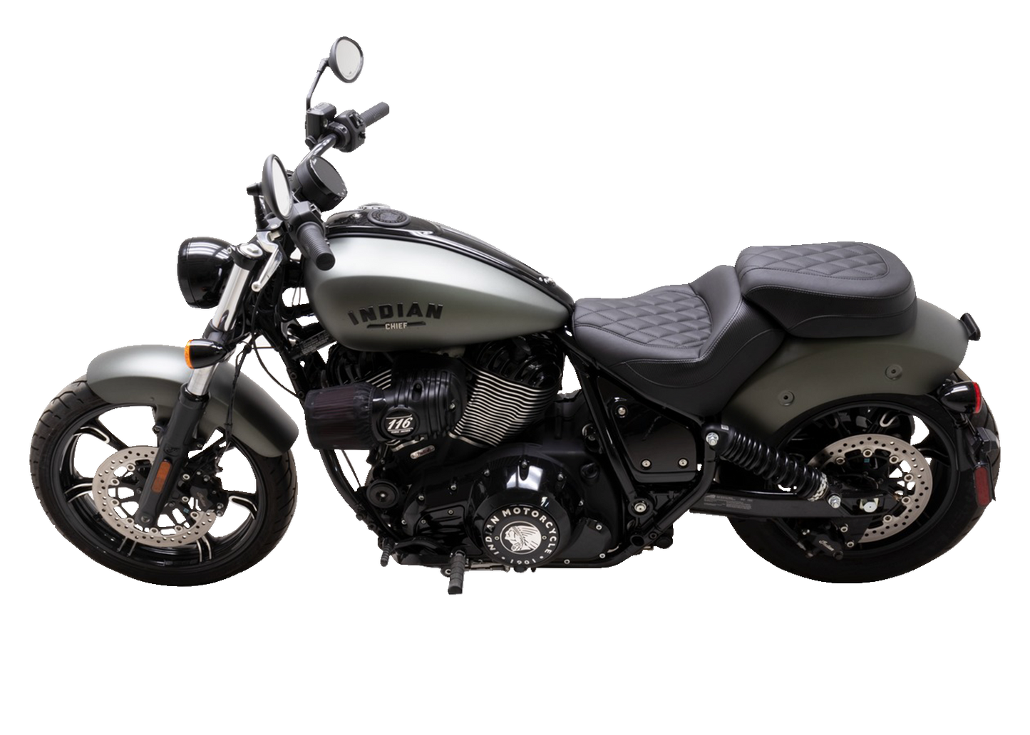 MUSTANG Solo Touring Seat - w/o Driver Backrest - Black - Diamond Stitch - Chief '22-'23 88203