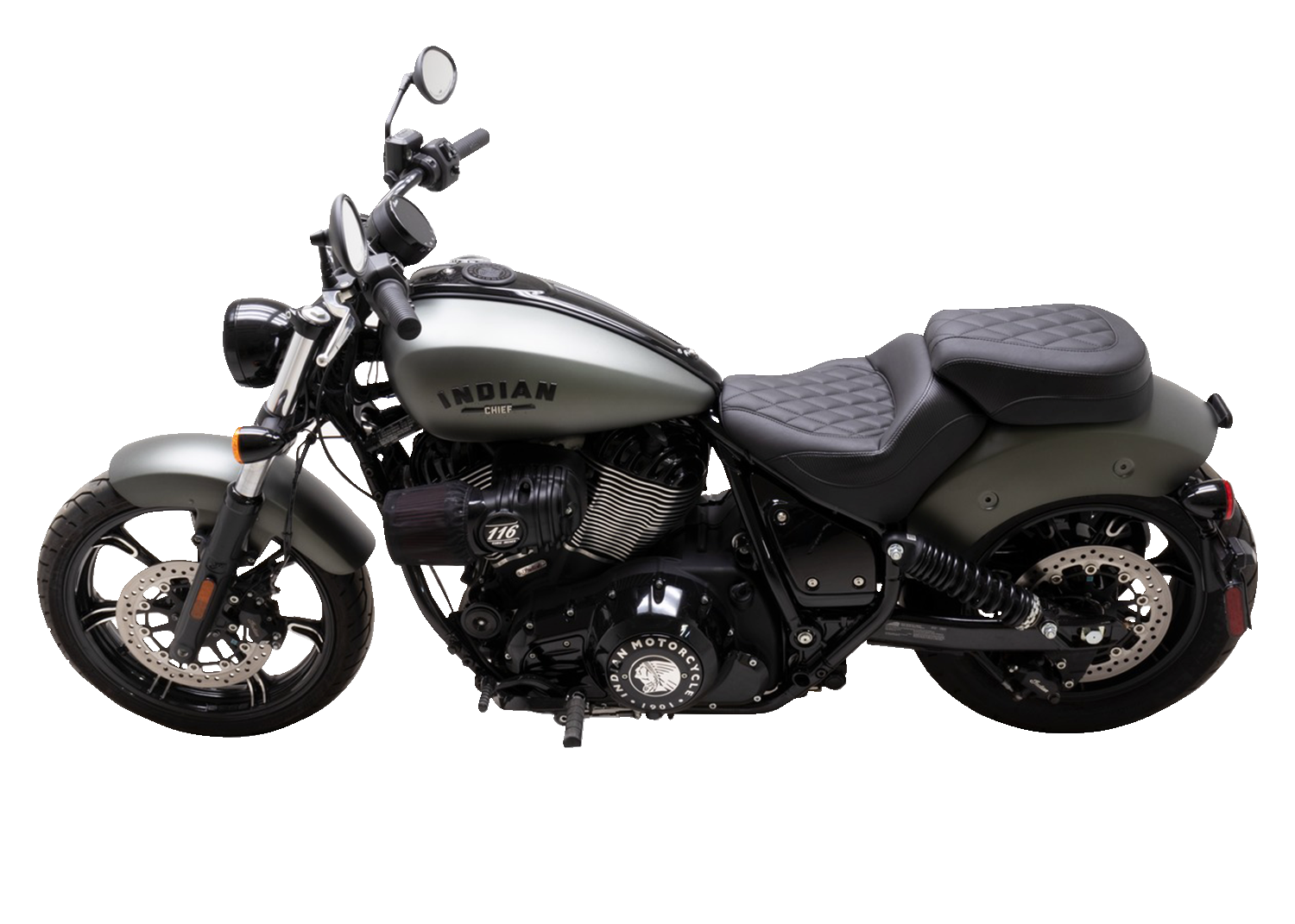 MUSTANG Solo Touring Seat - w/o Driver Backrest - Black - Diamond Stitch - Chief '22-'23 88203