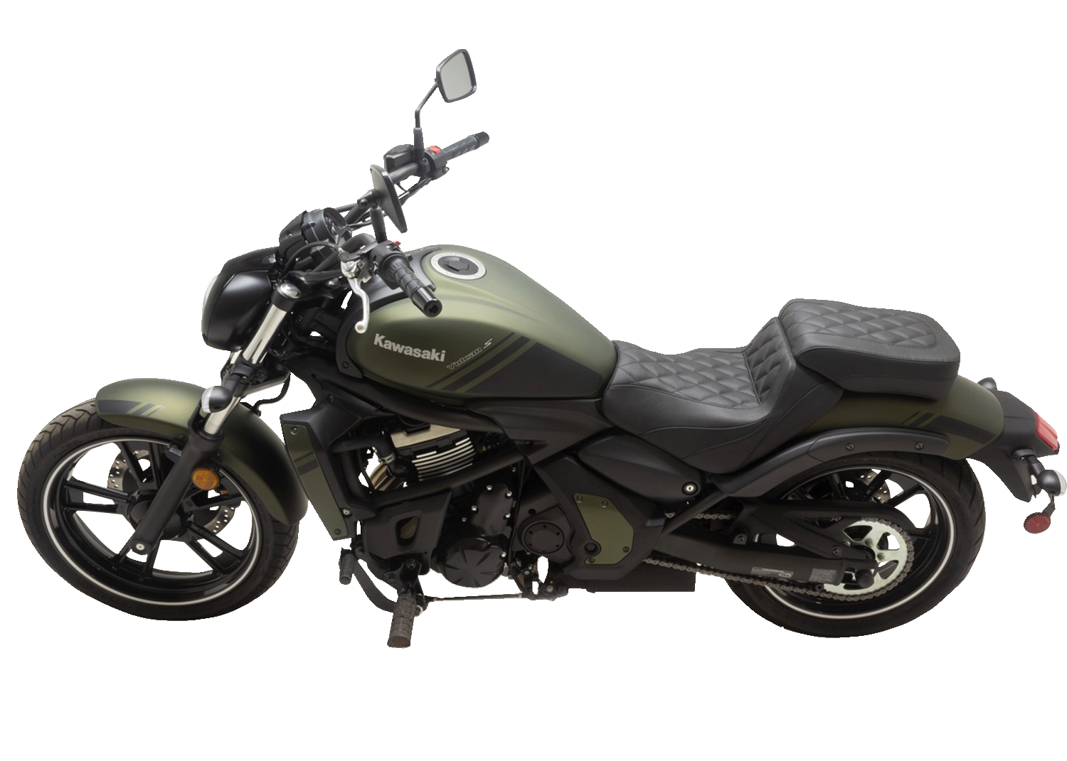 MUSTANG Squareback/Fastback Solo Seat - Black - Diamond Stitch - Vulcan S '15-'23 76430