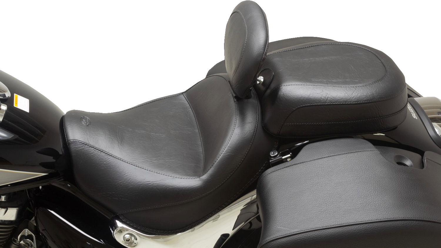 MUSTANG Wide Touring Solo Seat - Black - Plain - with Driver Backrest - C90T '15-'19 89206
