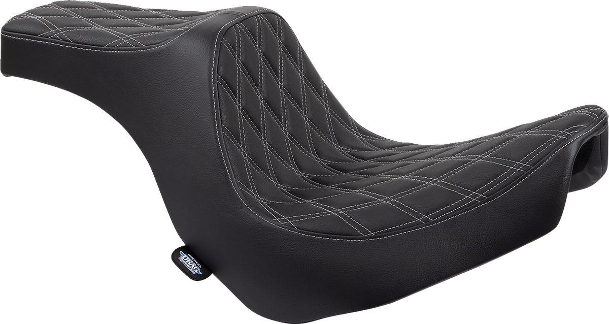 DRAG SPECIALTIES SEATS Predator III 2-Up Seat - Vinyl - Double Diamond - Silver Stitching - FL/FX '18-'24 0802-1493