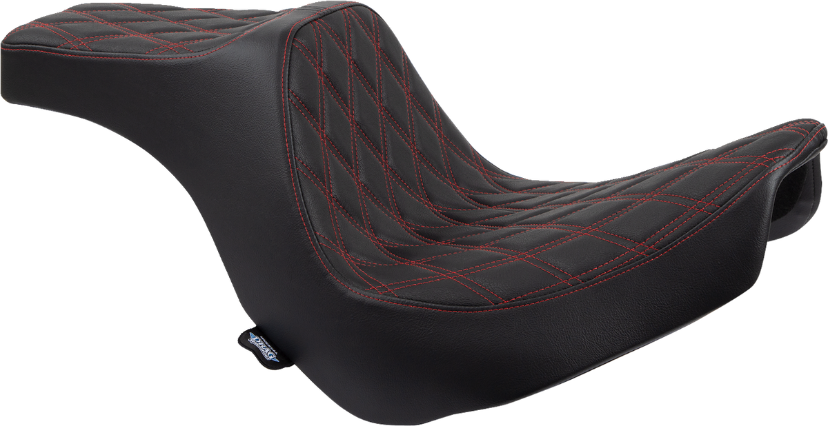 DRAG SPECIALTIES SEATS Predator III 2-Up Seat - Vinyl - Double Diamond - Red Stitching - FL/FX '18-'24 0802-1492