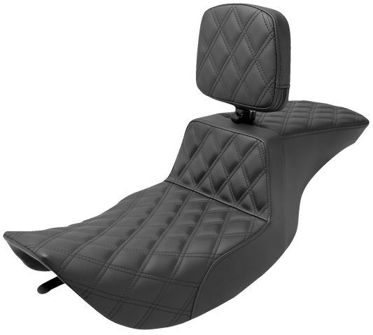 SADDLEMEN Tour Step-Up Seat - Rider Backrest - Full Lattice Stitch - FLHR/FLHX '97-'07 897-06-195BR