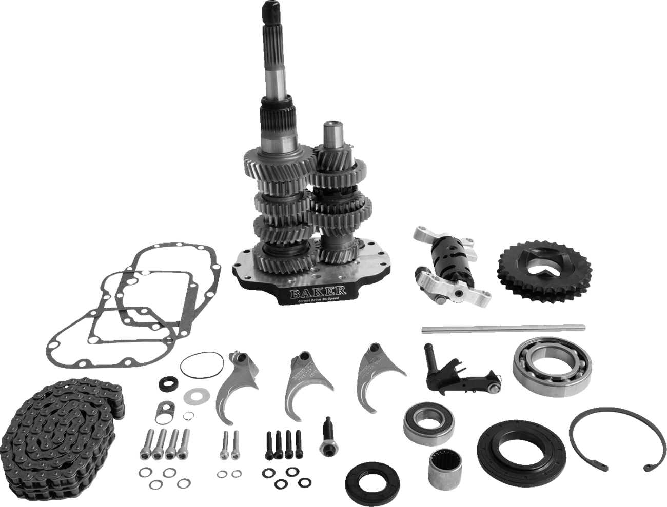 BAKER DRIVETRAIN Direct Drive Gear Set - 6-Speed for Harley-Davidson Touring and FXR Models (98-00) - Black, Part Number DD6-411S-03