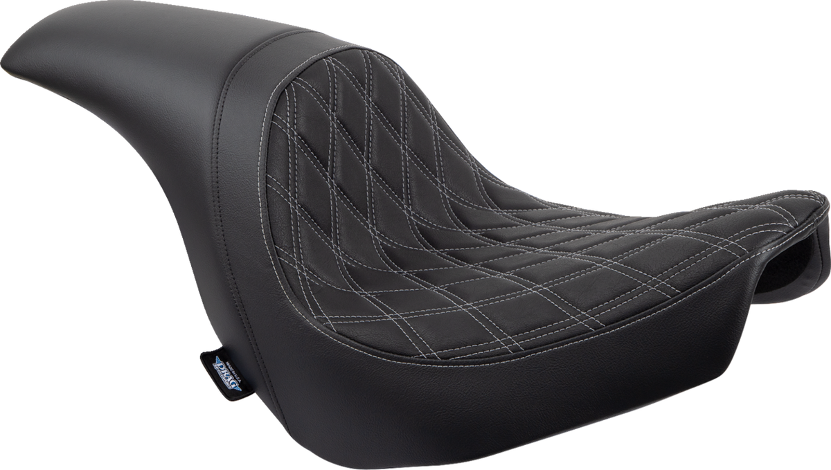 DRAG SPECIALTIES SEATS Predator Seat - Double Diamond w/ Silver Sitching - Vinyl - FLSB/FXLR '18-'23 0802-1518