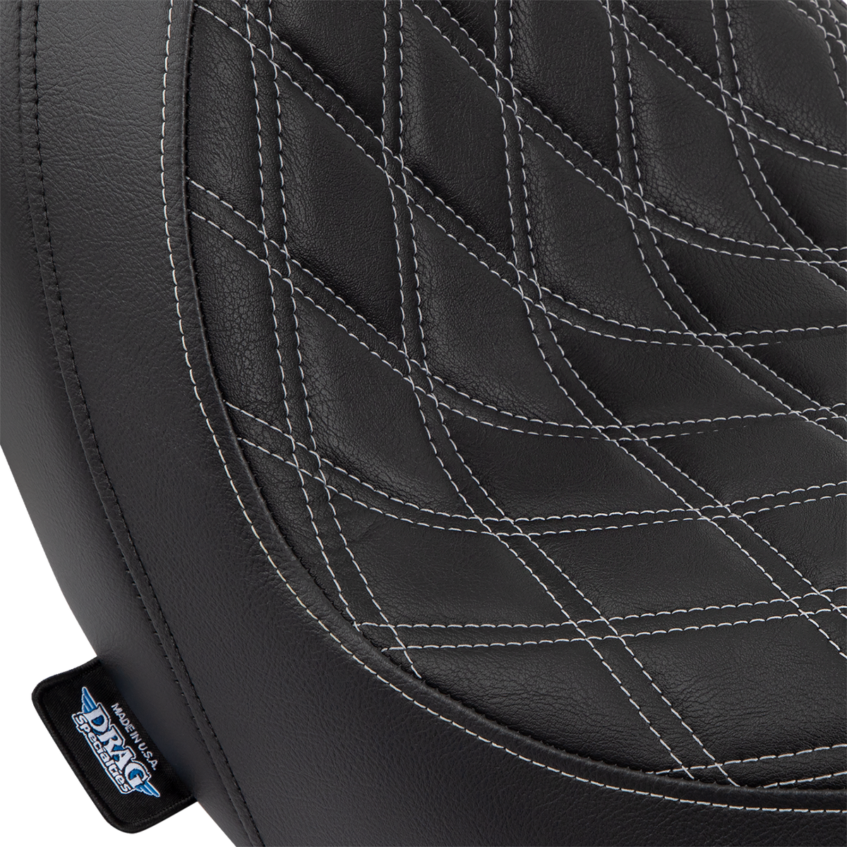 DRAG SPECIALTIES SEATS Predator Seat - Double Diamond w/ Silver Sitching - Vinyl - FLSB/FXLR '18-'23 0802-1518