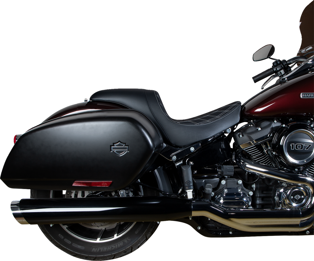 DRAG SPECIALTIES SEATS Predator Seat - Double Diamond w/ Silver Sitching - Vinyl - FLSB/FXLR '18-'23 0802-1518