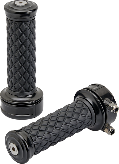 BILTWELL Alumicore Grips - Custom - Black 6606-201-01