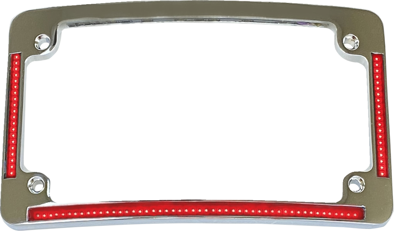 CUSTOM DYNAMICS License Plate Frame - Red/White LED - Chrome TF08-C
