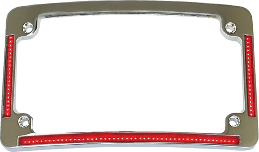 CUSTOM DYNAMICS License Plate Frame - Red/White LED - Chrome TF08-C