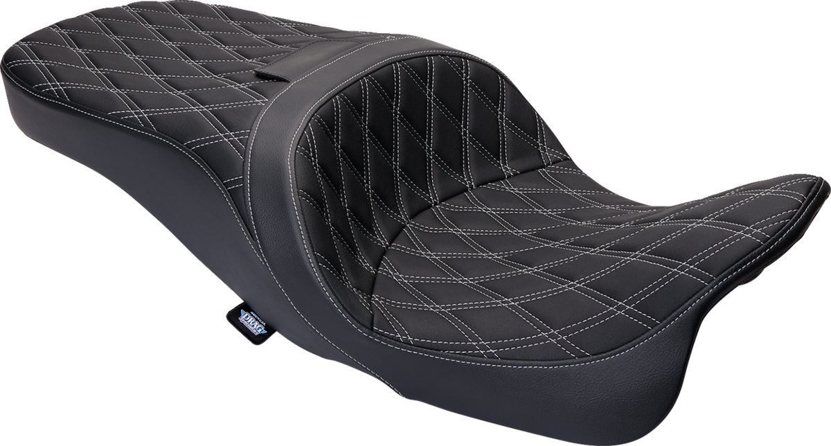 DRAG SPECIALTIES SEATS Freedom Seat - Vinyl - Double Diamond Silver Stitch - FLH '09-'23 0801-1482
