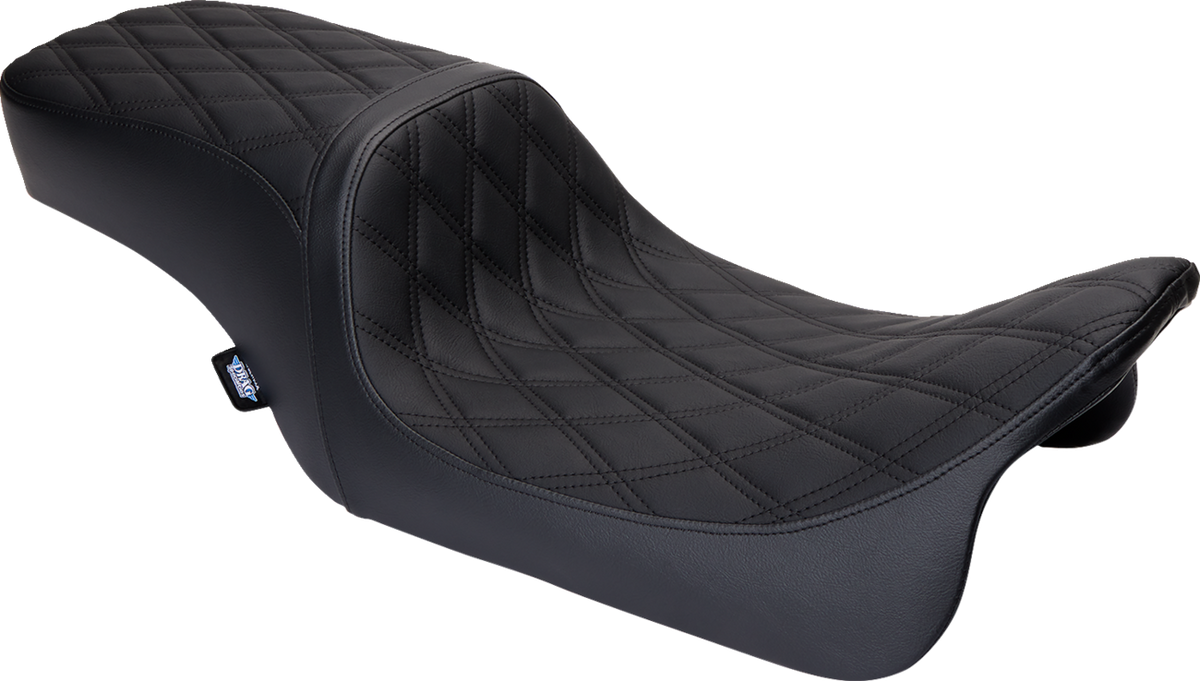 DRAG SPECIALTIES SEATS Predator 2-Up Seat - Vinyl - Double Diamond Black Stitch - w/o Backrest - FL '08-'23 0801-1490