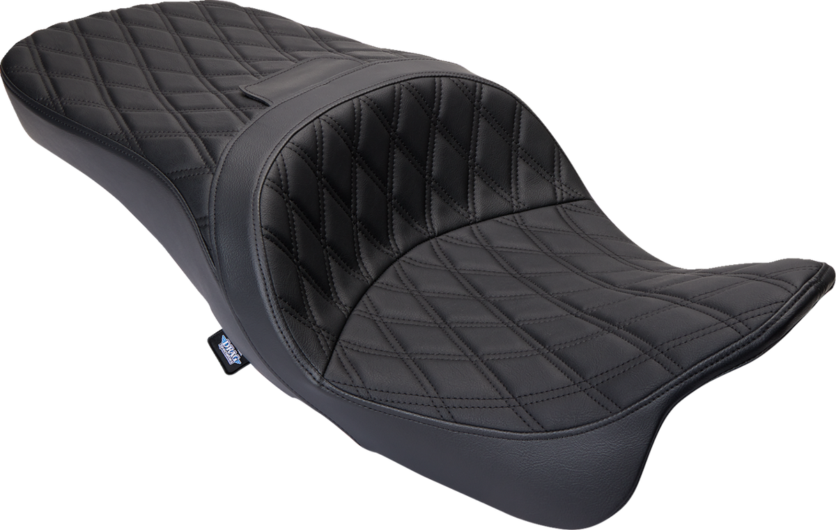 DRAG SPECIALTIES SEATS Freedom Seat - Vinyl - Double Diamond Black Stitch - FLH '09-'23 0801-1481