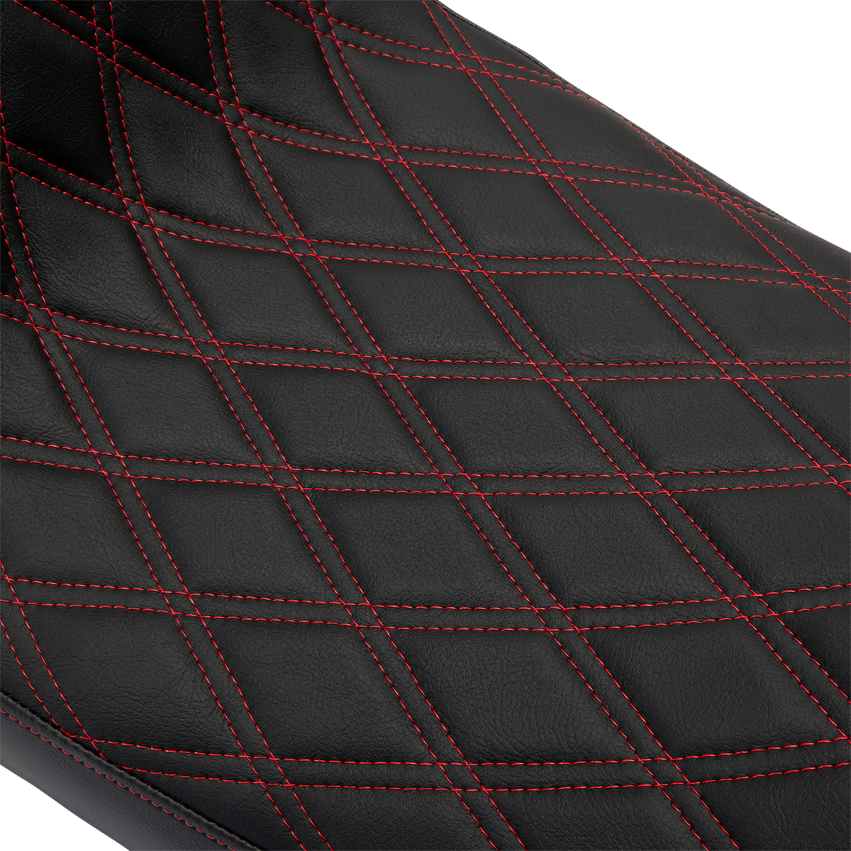 DRAG SPECIALTIES SEATS Predator 2-Up Seat - Vinyl - Double Diamond Red Stitch - w/o Backrest - FL '08-'23 0801-1494