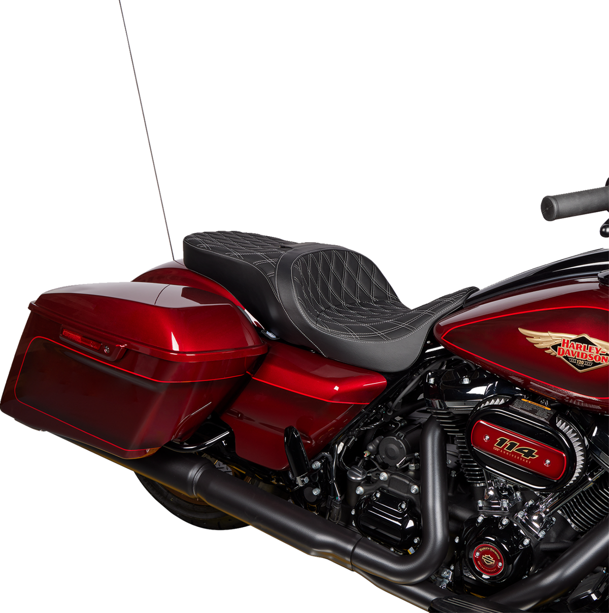 DRAG SPECIALTIES SEATS Freedom Seat - Vinyl - Double Diamond Silver Stitch - FLH '09-'23 0801-1482