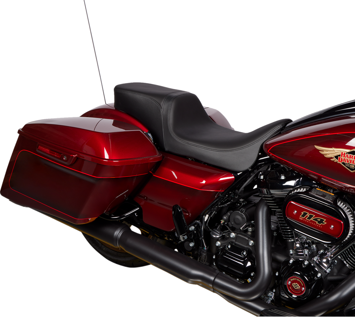 DRAG SPECIALTIES SEATS Predator 2-Up Seat - Solar Leather - Black - Smooth - w/o Backrest - FL '08-'23 08801-1495