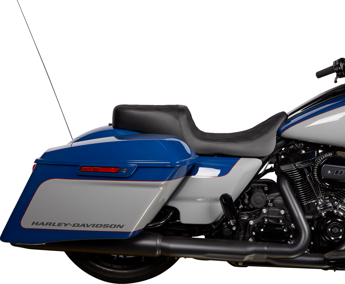 DRAG SPECIALTIES SEATS Predator 2-Up Seat - Vinyl - Double Diamond Black Stitch - w/o Backrest - FL '08-'23 0801-1490