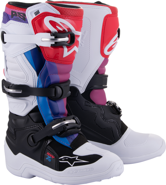 ALPINESTARS Youth Tech 7S Boots - White/Black/Rainbow - US 5 / EU 38 2015017-289-5