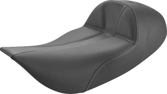 SADDLEMEN Dominator Solo Seat - Extended Reach - w/o Backrest - Black w/ Gray Stitching - FLHR/FLHX '97-'07 897-06-0042