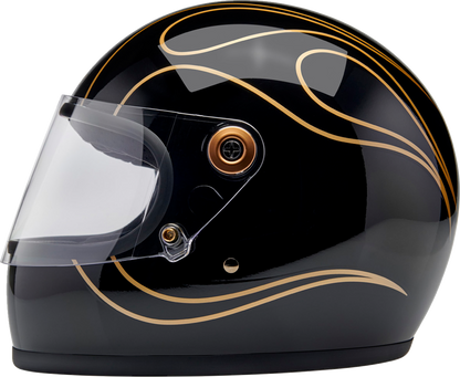 BILTWELL Gringo S Helmet - Gloss Black Flames - 2XL 1003-567-506