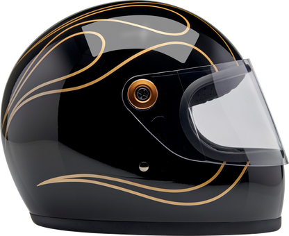 BILTWELL Gringo S Helmet - Gloss Black Flames - 2XL 1003-567-506