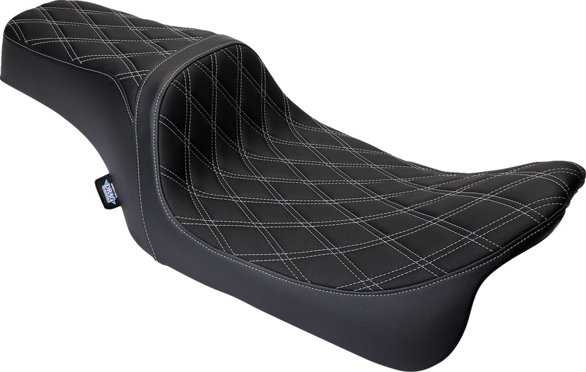 DRAG SPECIALTIES SEATS Predator 1Up Seat - Vinyl - Double Diamond Silver Stitch - FLH '08-'23 08011489