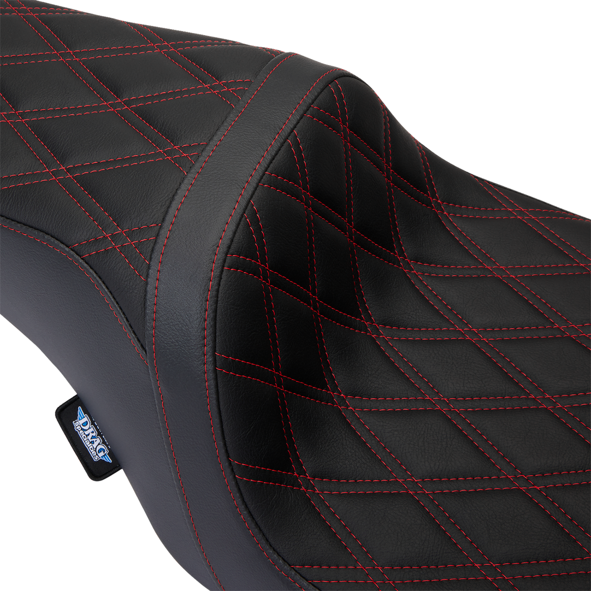 DRAG SPECIALTIES SEATS Predator 1Up Seat - Vinyl - Double Diamond Red Stitch - FLH '08-'23 08011491
