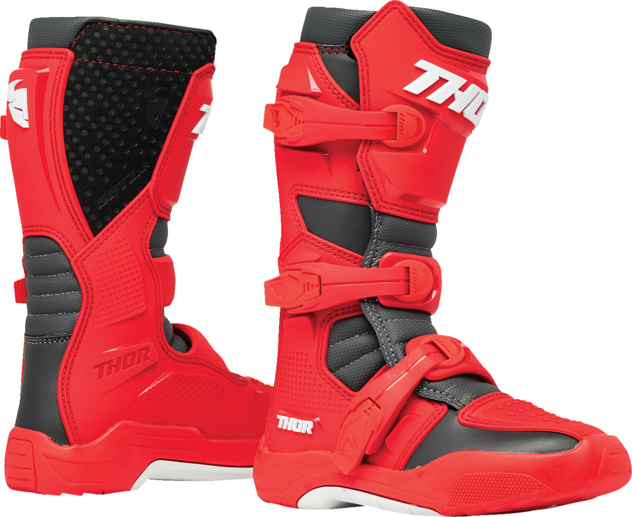 THOR Youth Blitz XR Boots - Red/Charcoal - US 6 3411-0757