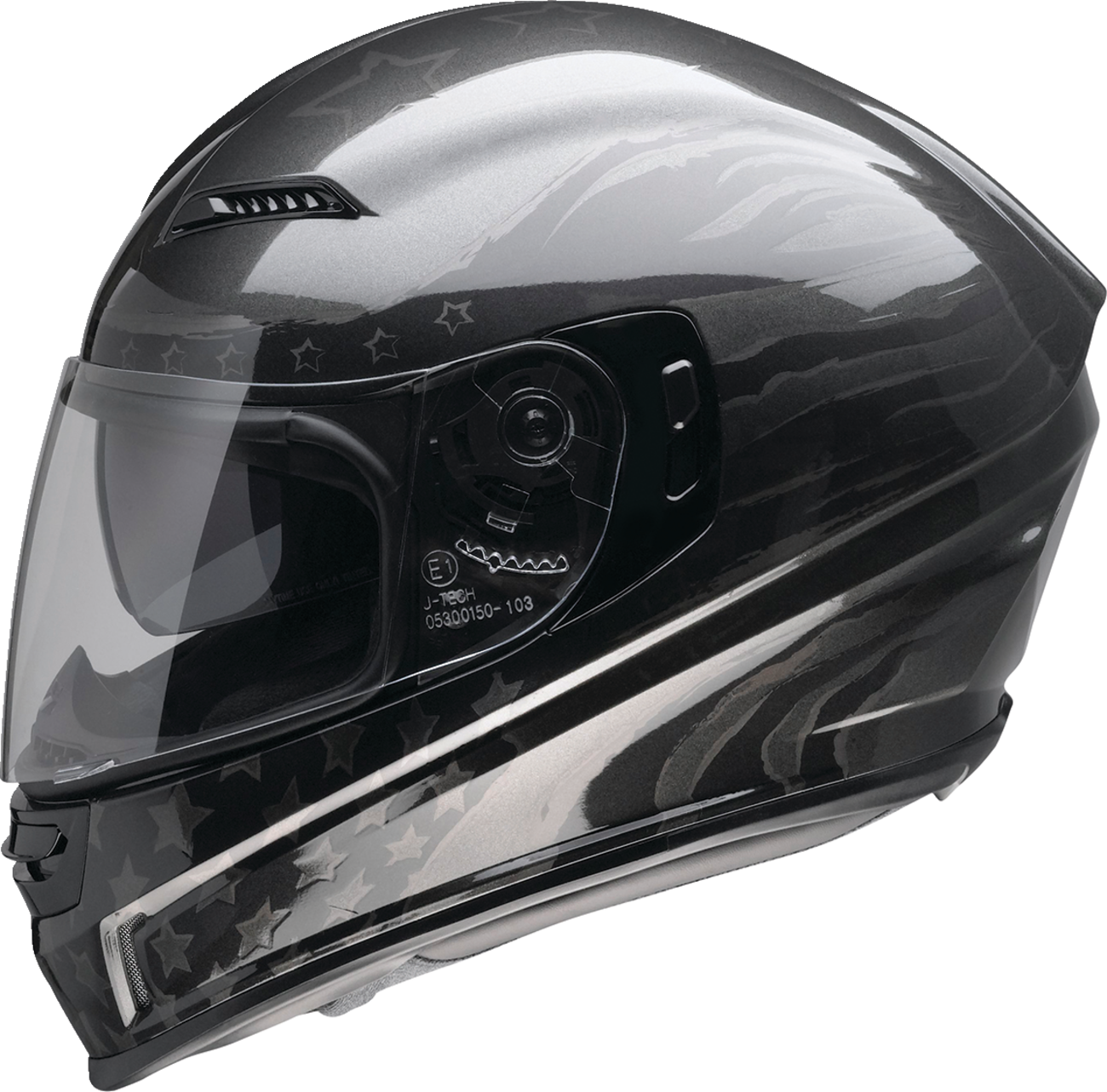 Z1R Jackal Helmet Patriot Stealth XS with Anti-Fog Shield and Drop-Down Sun Visor