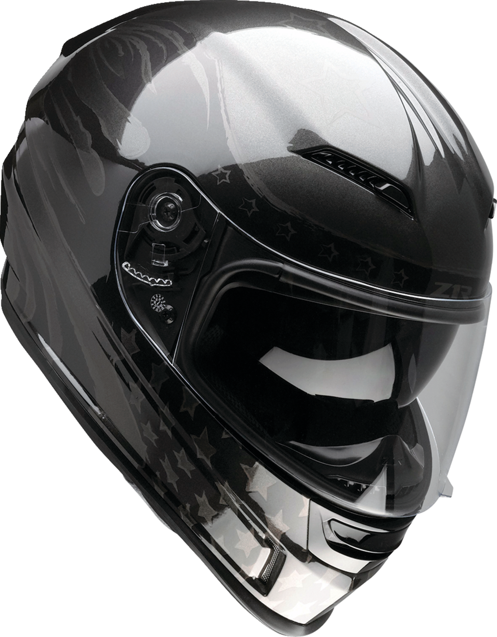Z1R Jackal Helmet Patriot Stealth XS with Anti-Fog Shield and Drop-Down Sun Visor