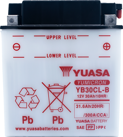 YUASA YUAM2230CTWN YB30CL-B Lead-Acid Battery - Shipped Dry with Powerful Performance