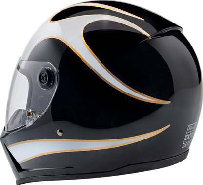 BILTWELL Lane Splitter Helmet - Gloss Black/White Flames - XL 1004-570-505